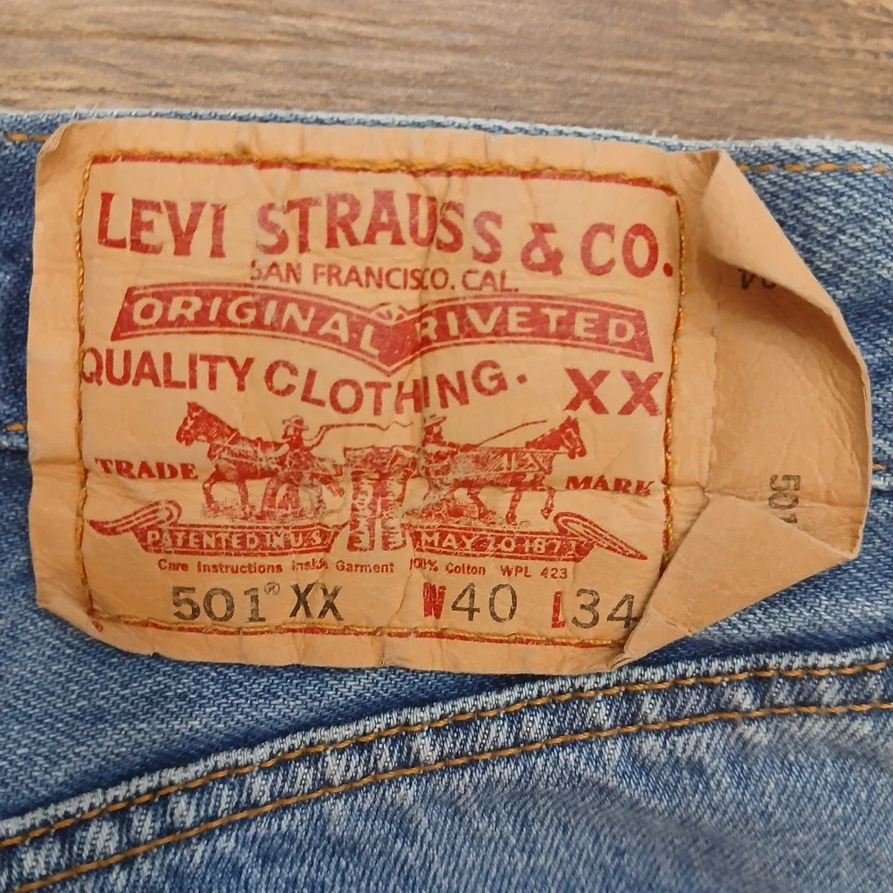 Vintage Levi's 501 Jeans Men 40x34 (FITS 36x30) Blue Button Fly Straight Leg Y2K